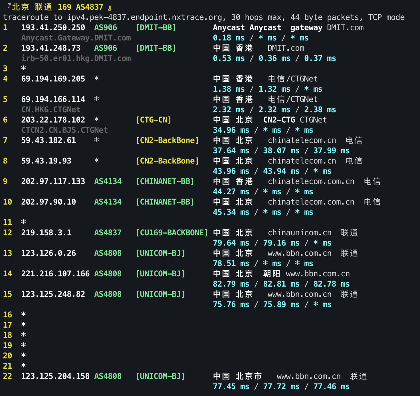 IPv4 回程 TCP 2